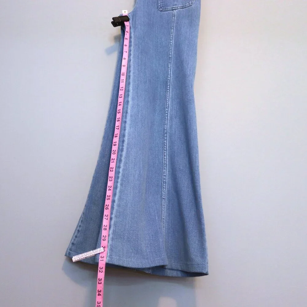 Chloe 6 / F 38 Denim Wide Flare Jeans Bell Bottom Button Fly Patch Pocket - Picture 15 of 15